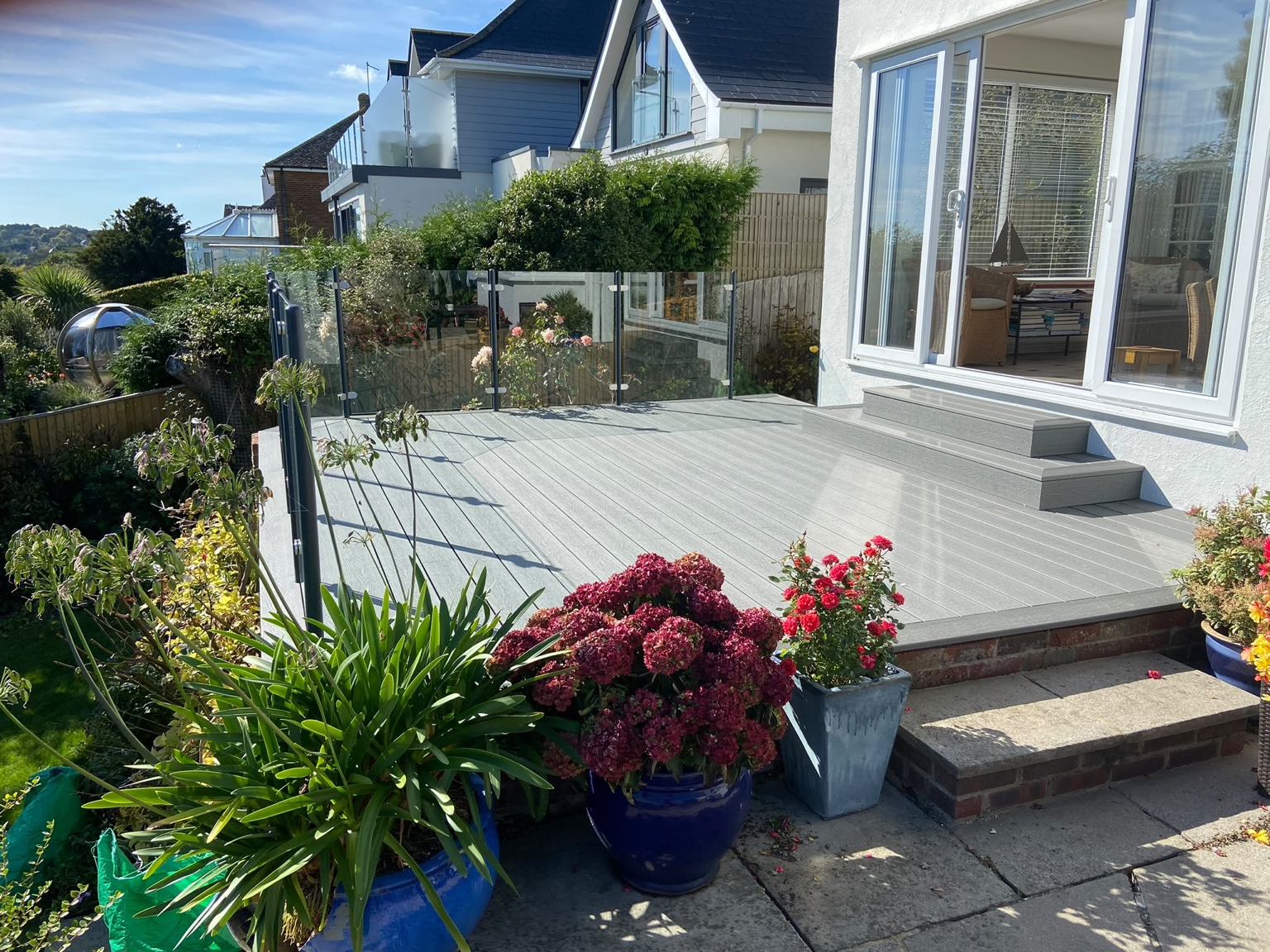 Composite steps outside the garden doors