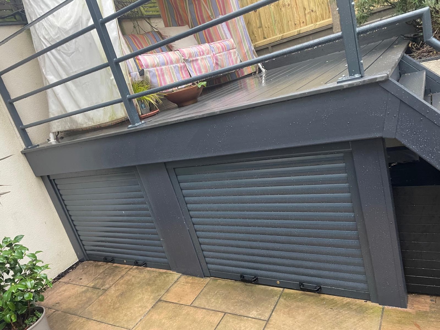 Custom roller storage beneath the deck